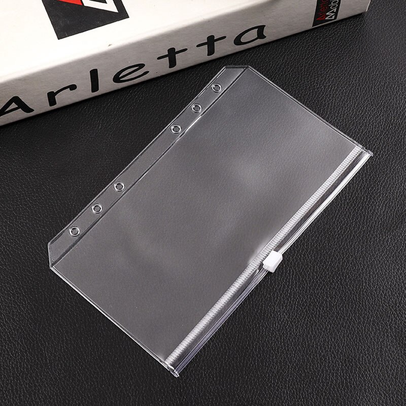 10pcs A6 PVC Binder Folder 6Holes Loose Leaf PVC Zip Bag Notebook Planner Collection Pouch Bag Self-Styled Zipper Waterproof Bag