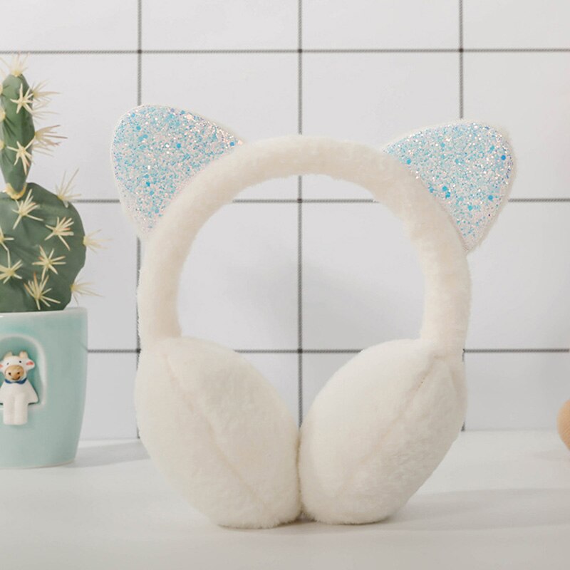 Ragazze paillettes orecchie di gatto peluche bambini cuffie calde inverno freddo studenti paraorecchie scaldino per le orecchie accessori per la testa nuovo