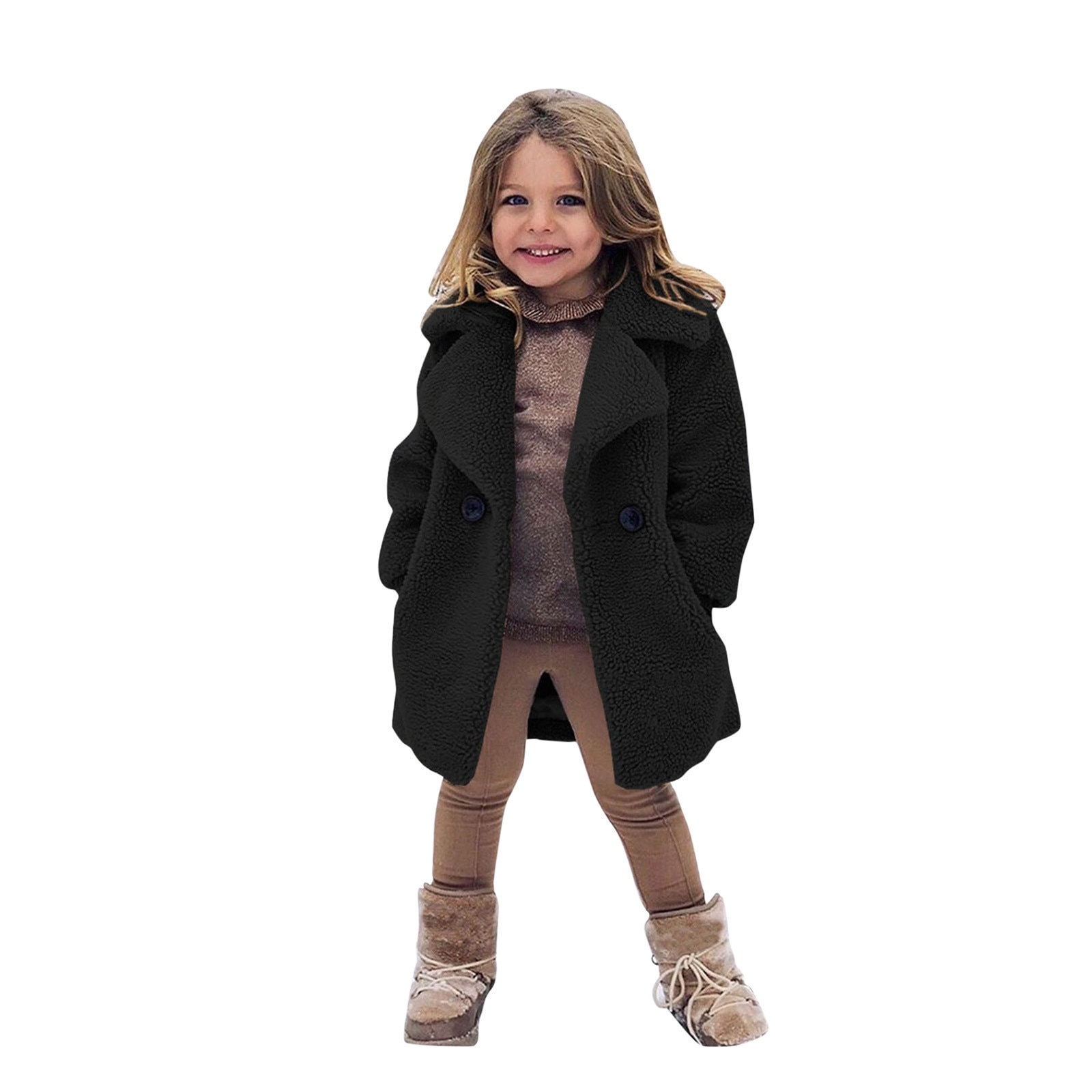 Toddler Baby Kids Girls Windproof Winter Solid Coat Thicken Warm Outwear Clothing Clothes Among Kids Girsl Boys Birthday Party: Black / 3T