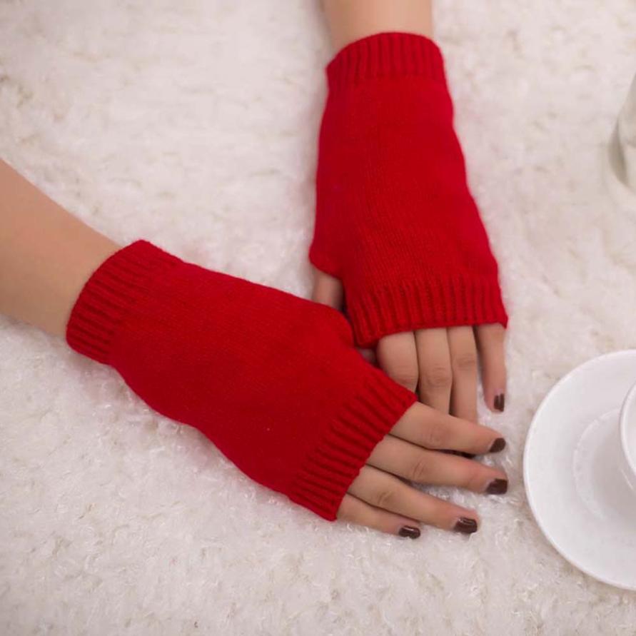 Muqgew Mooie Vrouwen Meisje Prachtige Gebreide Haak Arm Vingerloze Warm Thermische Winter Handschoenen Zachte Warme Handschoen Wanten: Red