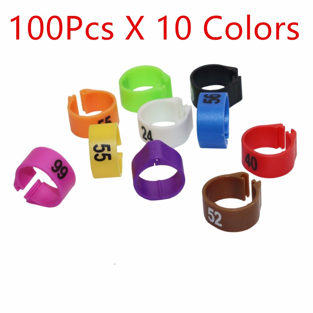 Gevogelte Ring Vogel Carry 14Mm 10 Kleuren Geschikt Voor Een Verscheidenheid Van Vogels Vogel Training Levert NO.1-100 Vogels Plastic voet Ringen: Default Title