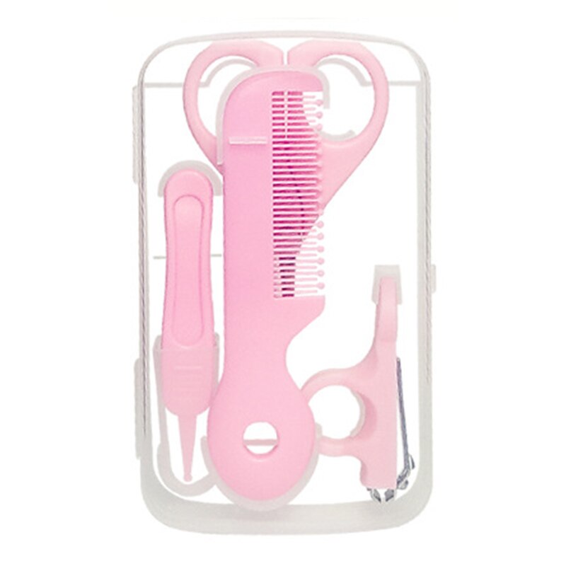 5 teile/satz baby kind nagel trimmer nase reiniger haar pflege kamm sicherheit pflege set tragbare mit box: Rosa