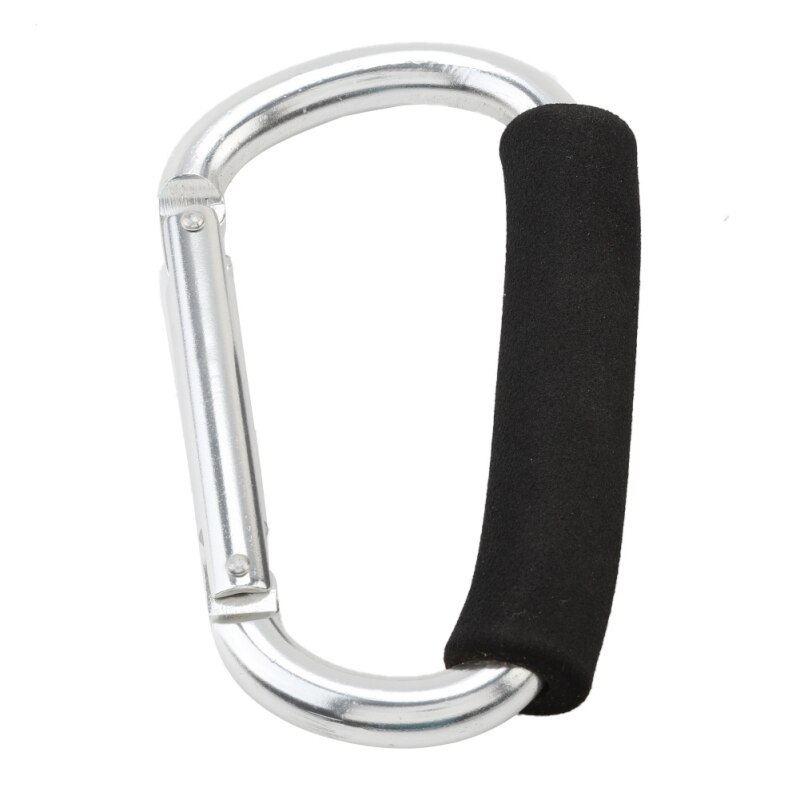 Mosquetón grande de aleación de aluminio en forma de D, gancho de hebilla de agarre suave de liberación rápida para acampar, llavero al aire libre, Clip de mosquetón: Plata