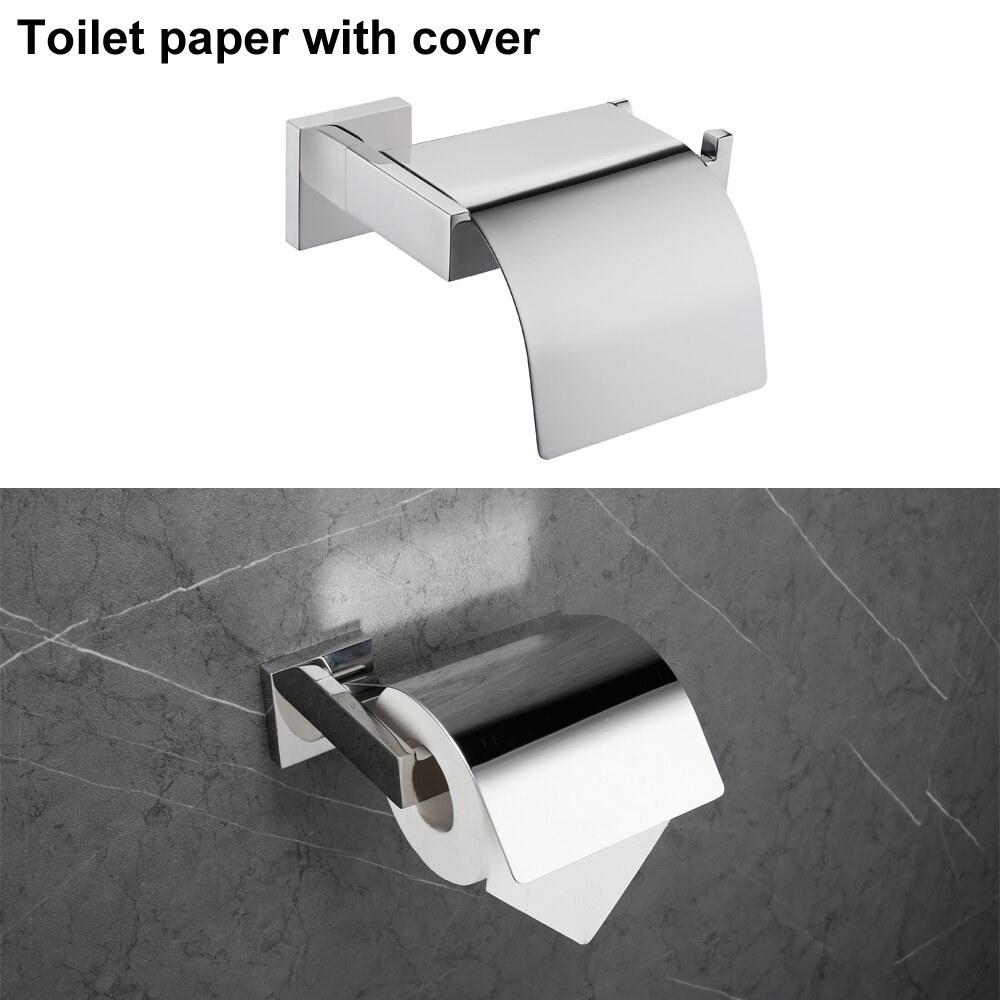 SUS 304 Stainless Steel Bathroom Hardware Set Chrome Polished Toothbrush Holder Paper Holder Towel Bar Hook Bathroom Accessories: Shell paper holder