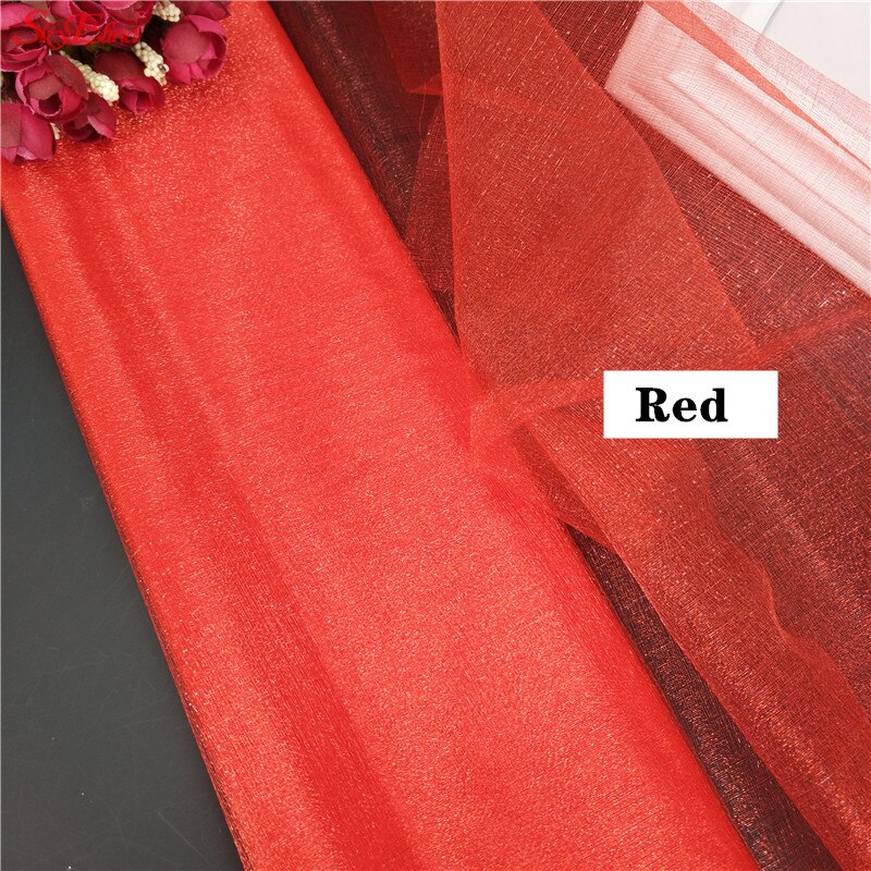 Top! 48CM x 5M Tulle rouleau cristal tissu Organza Tulle rouleau bobine de mariage décoration fête d'anniversaire enfants bébé douche 5ZSH015: red