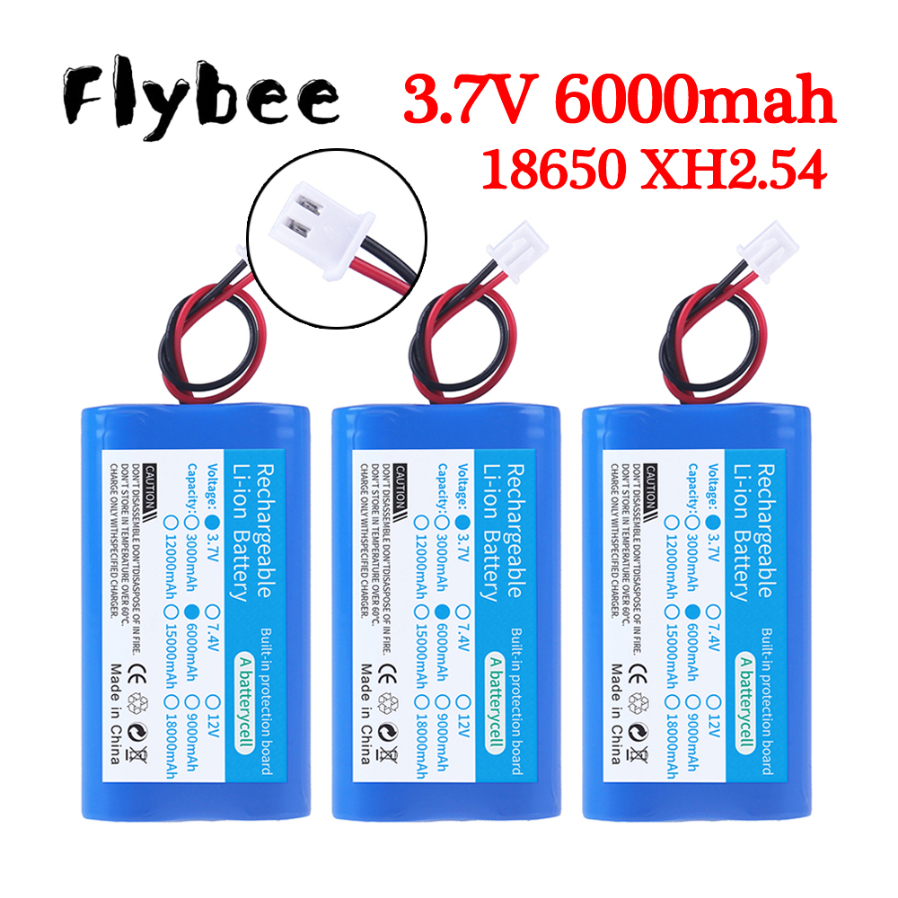 Batería recargable de iones de litio 1S 3,7 V 6000mAh con enchufe de XH2.54-2P para pesca luz LED Altavoz Bluetooth batería de Audio