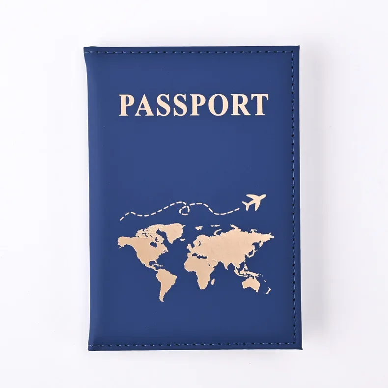 Funda dorada para pasaporte de viaje para hombre y mujer, funda de cuero PU con mapa de billetes, fundas para pasaporte, accesorios protectores para pasaporte: Caqui
