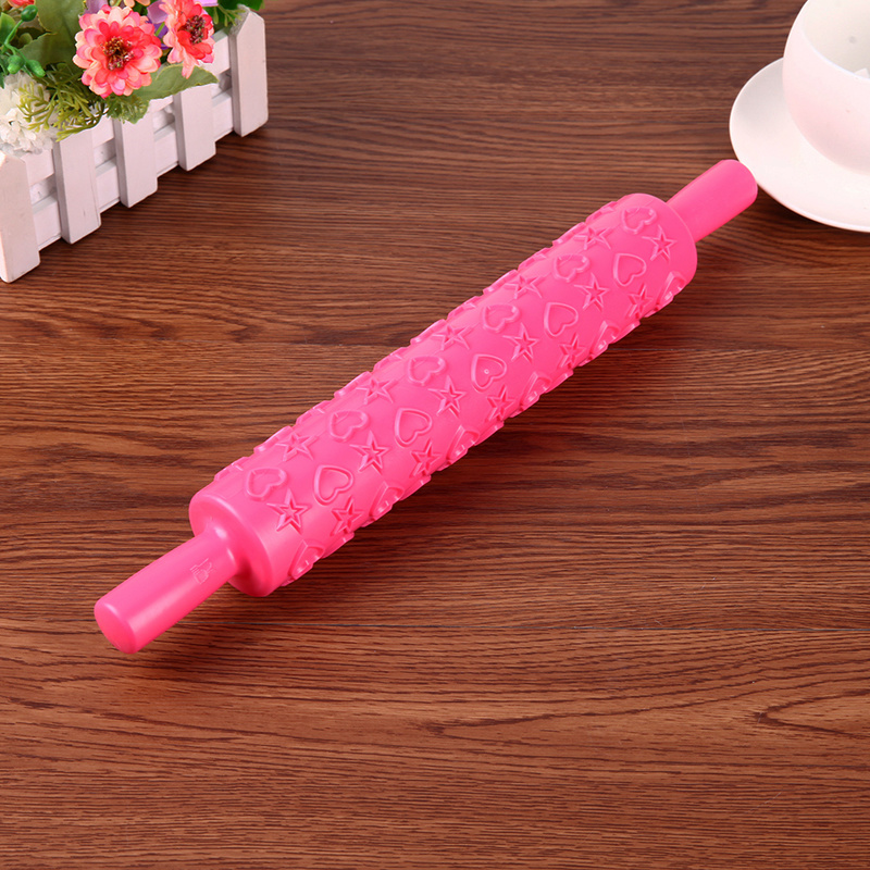 1 Pcs Pastic Non-stick Fondant Rolling Pin Embossing Cake Deeg Roller Decorating Cake Roller Ambachten Diy Bakken Keuken gereedschap
