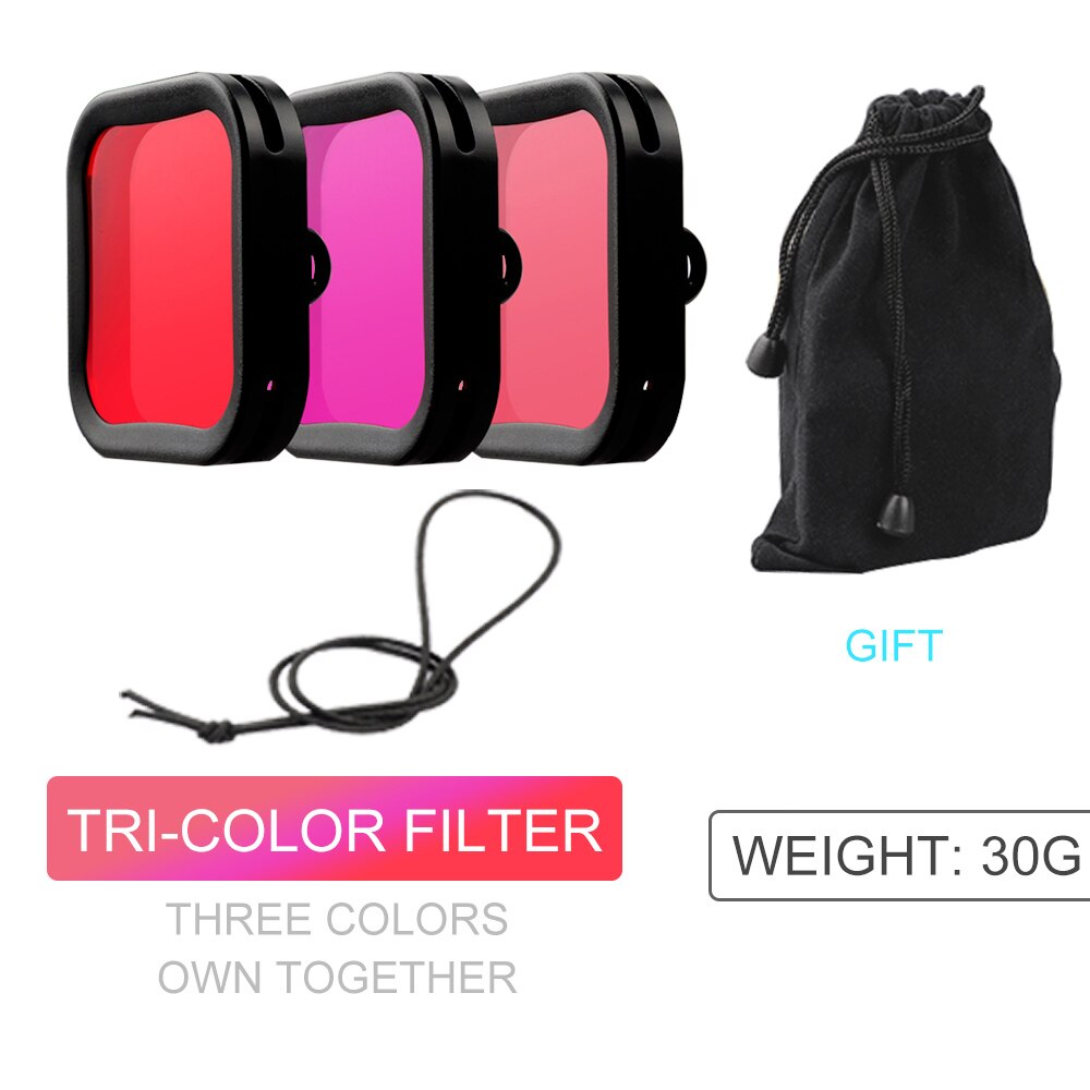 Voor Osmo Actie Camera Lens Kleur Filter Duiken Filter Voor Dji Osmo Action Behuizing Waterdichte Behuizing Camera &#39;S Accessoires: 3 Colors gift a case