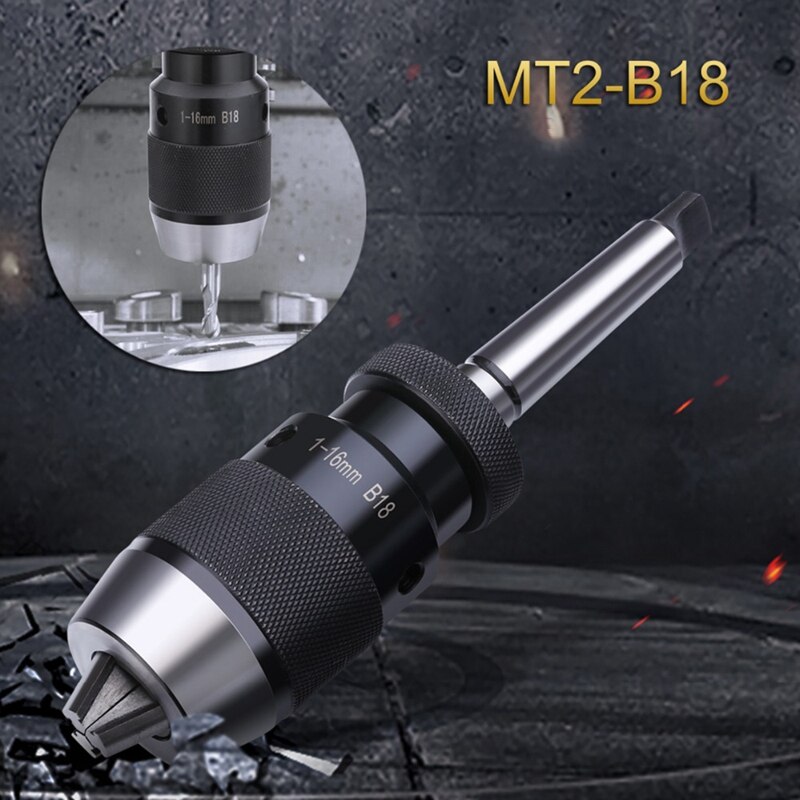 Arbor-Portabrocas de 1-16Mm, mandril de taladro autoapretado sin llave y árbol de MT2-B18, apto para casi todas las perforaciones y tornos con montaje MK2