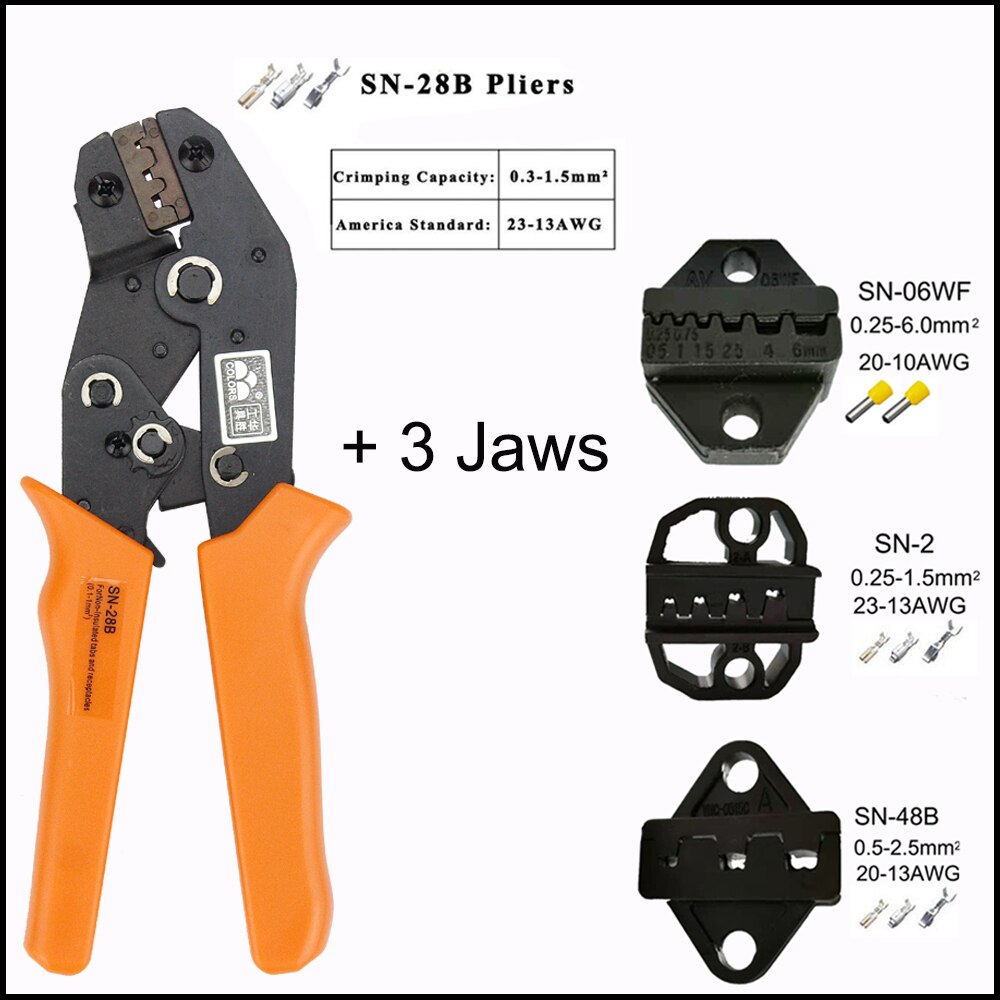 Tool kit terminal Crimping tool plier jaw 190mm Multi Functional Carbon Steel SN-28B+5 SN-28B SN-2 european style Terminal Tool: Orange