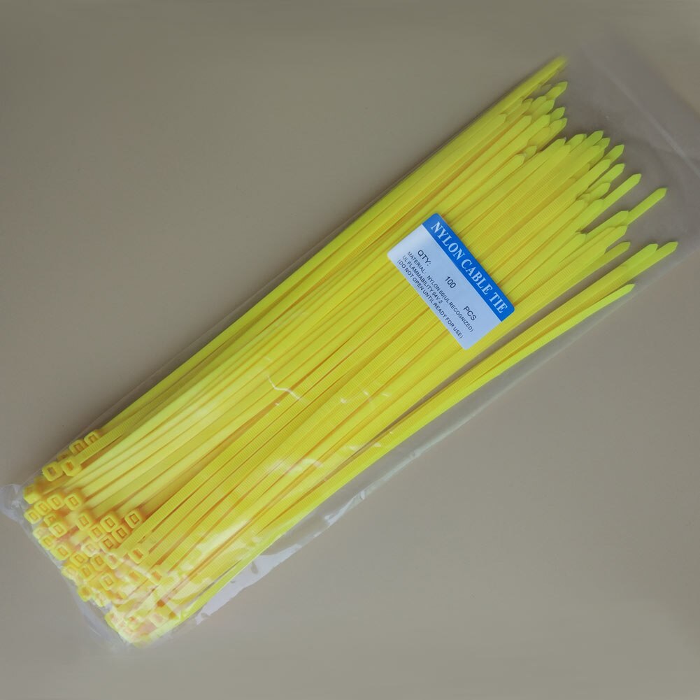 100pc Self locking Nylon Cable Wire Zip Tie Cord Strap home office garage workshop use secure fixed Cable tie Yellow 2.5x100mm