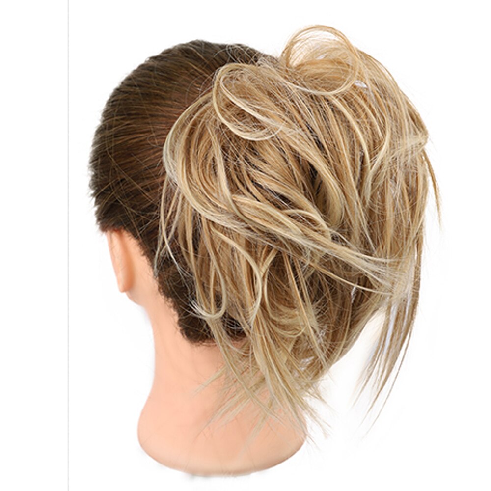 Messy Knot Chouchou Voor Vrouwen Haarstukje Extensions Synthetische Pruik Ring Wrap Chignon Zwart Bruin Hoge Temperatuur Fiber