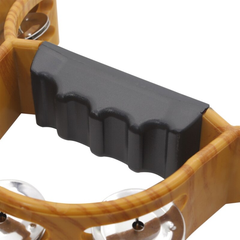 Double demi-lune tambourin percussions tambour plastique poignée rouge métal Jingle-noir