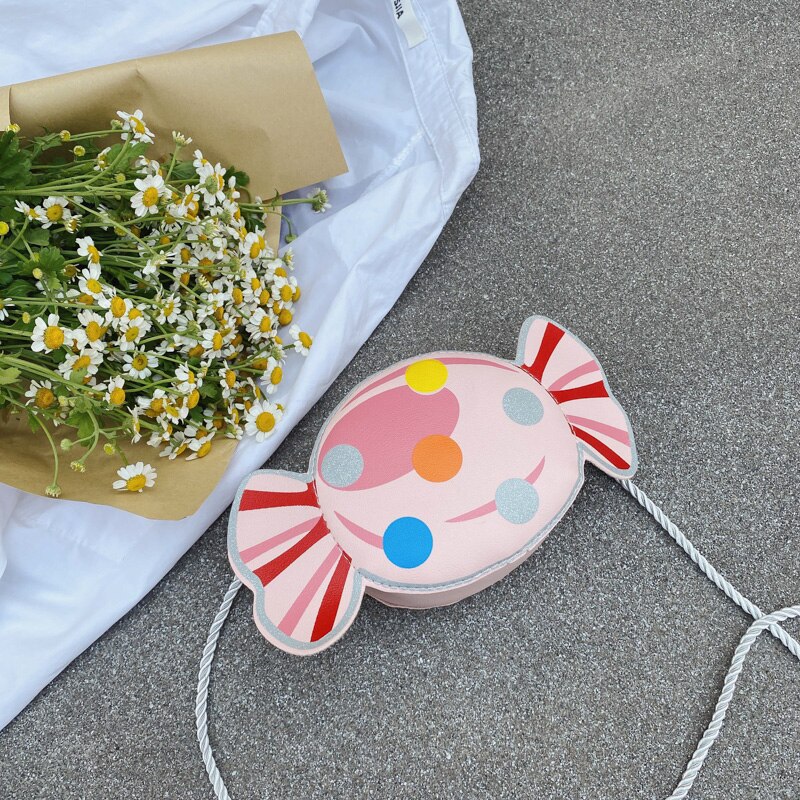 Lovely Kids Girls Candy Shape Crossbody Bag Shoulder Bag for Travel Party: Pink