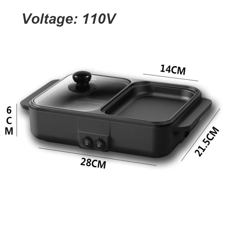 110V/220V Mini Rice Cooker Electric Cooking Machine Single/Double Layer Available Pot Multi Electric Electric Grill: 110V Black