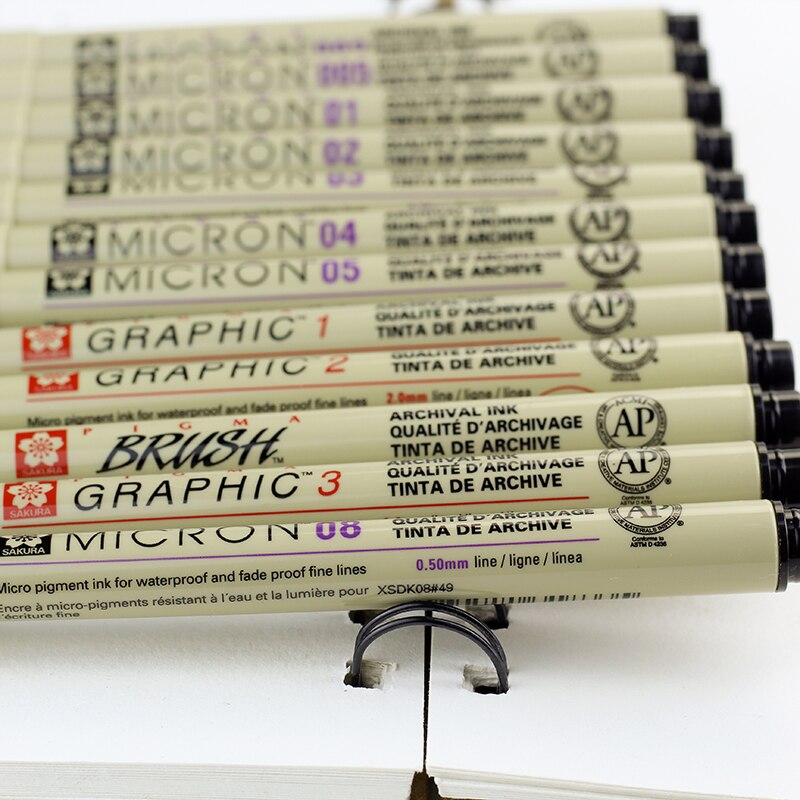 Sakura Pigma Micron Porous-Point Pens Waterproof Brush Pen Set Needle Drawing Pen Comic Hand-painted Water-based Hook Line Pen