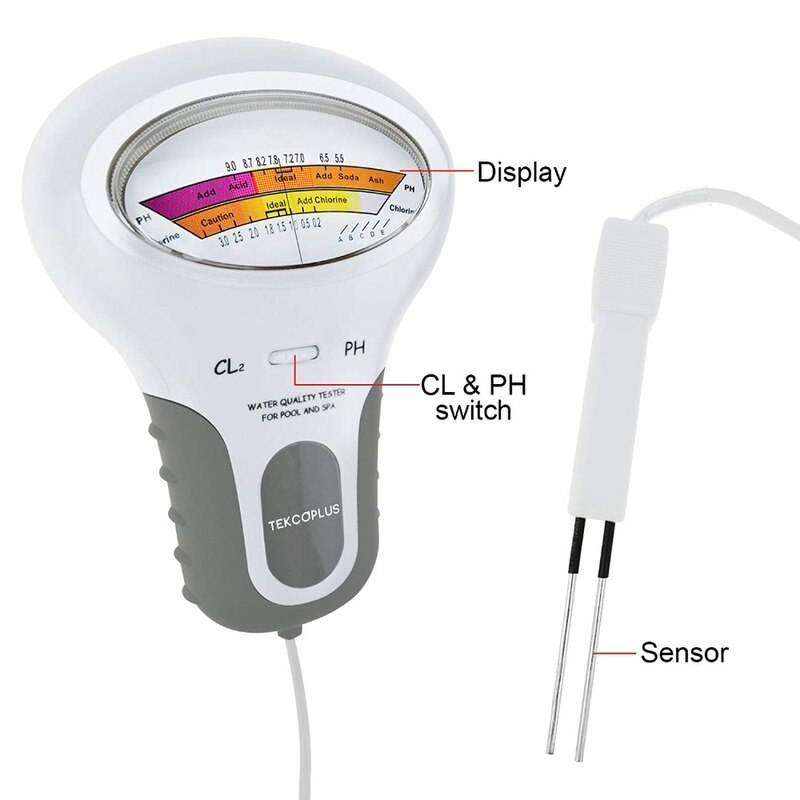 Medidor Digital portátil 2 en 1 de del agua, medidor de PH y nivel de cloro CL2 para piscina, Spa, análisis de del agua