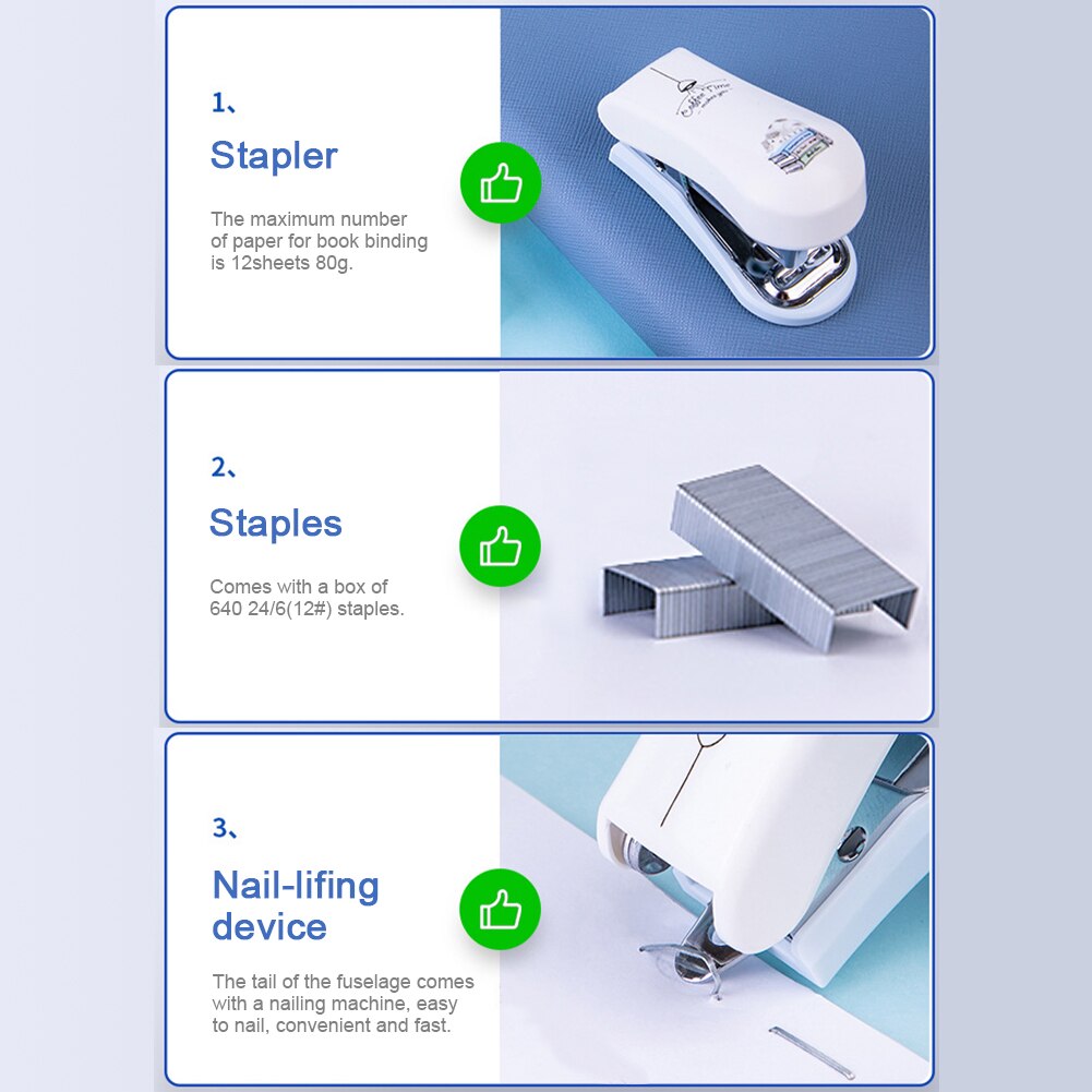 Mini Stapler Paper Binder Stationery Office Binding Tools School Supplies Portable Mini Paper Binder School Office Supplies