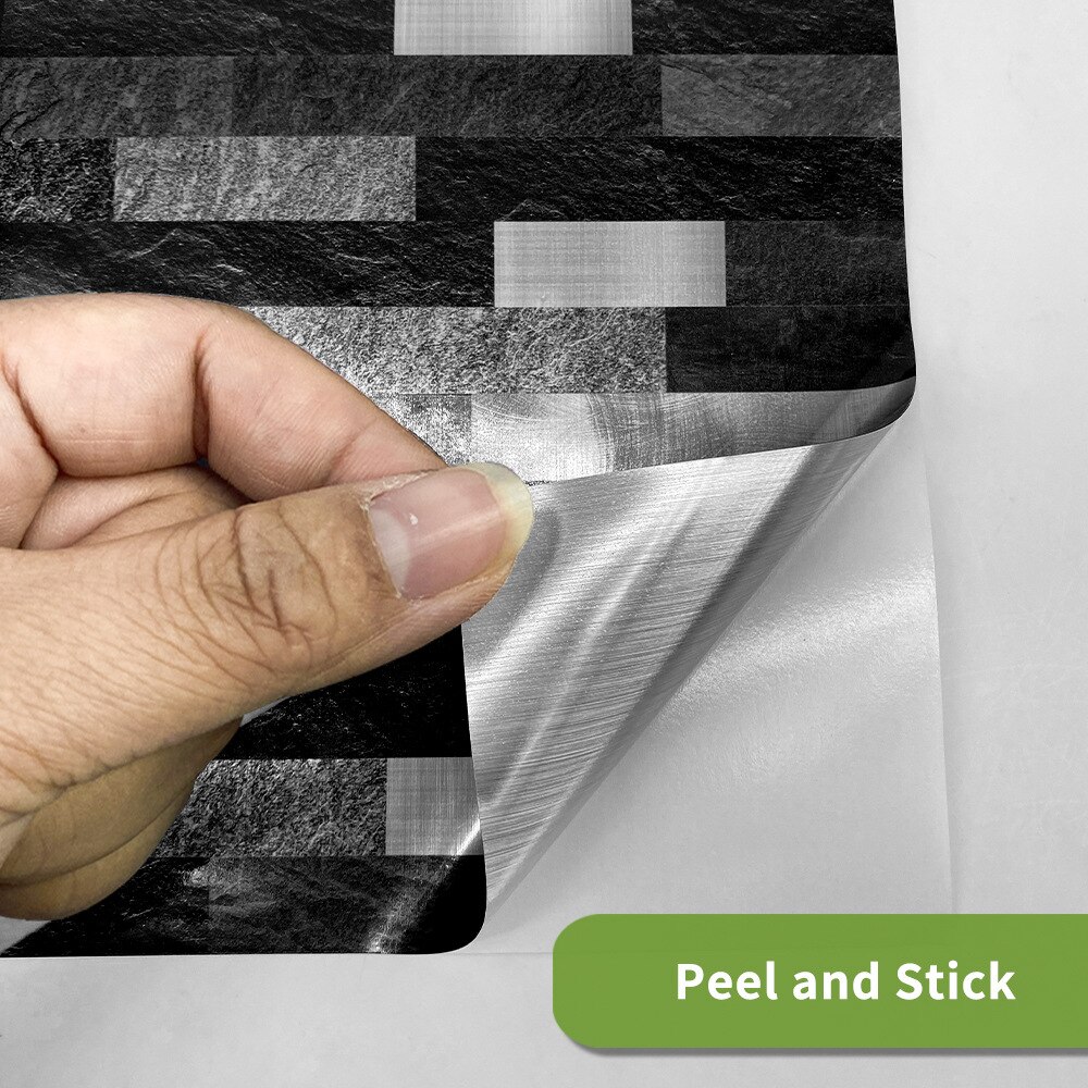 Black Brick Metal Mosaic Tile sticker American Kitchen bathroom self-adhesive 10cm/15cm/25cm sticker wall renovation wallpaper