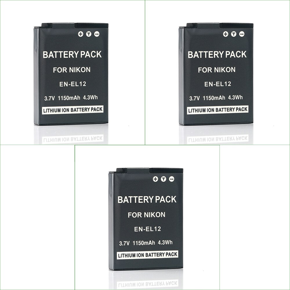 EN-EL12 ENEL12 En EL12 Digitale Camera Batterij + Lader Voor Nikon Coolpix S9300 S9400 S9500 W300 A900 S9900 B600 S610 s710: 3PC Battery