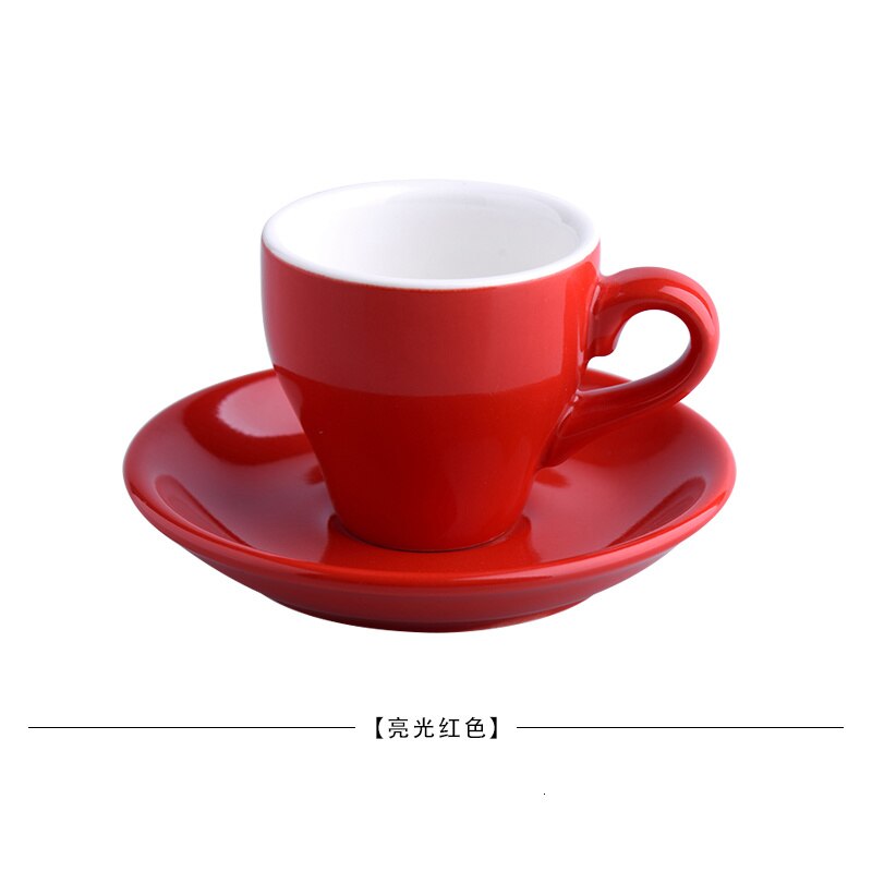 Ensemble de tasses et soucoupes à café en céramique colorée 80cc, classique, tulipe épaissie, Expresso, verre, bon marché, avec plateau: Red