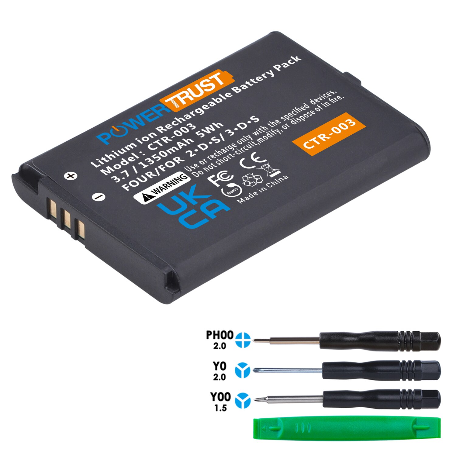 Batterie pour Console de jeu Nintendo 3DS, 2DS XL, 2DS, avec outils, 1350mAh, CTR-003, CTR 003, 1 pièce: 1x Battery
