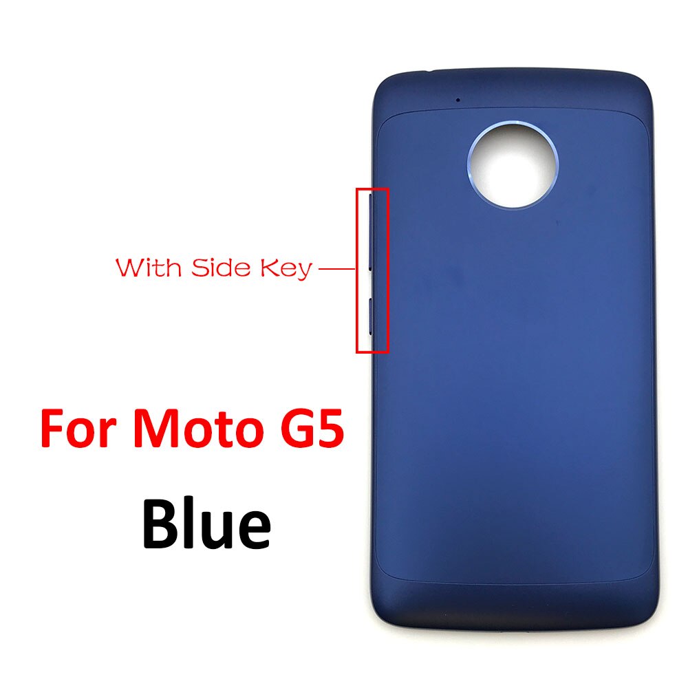 Terug Batterij Cover Achterdeur Behuizing Case Met Lijm Sticker Adhesive + Side Key Button Vervangende Onderdelen Voor Moto G5