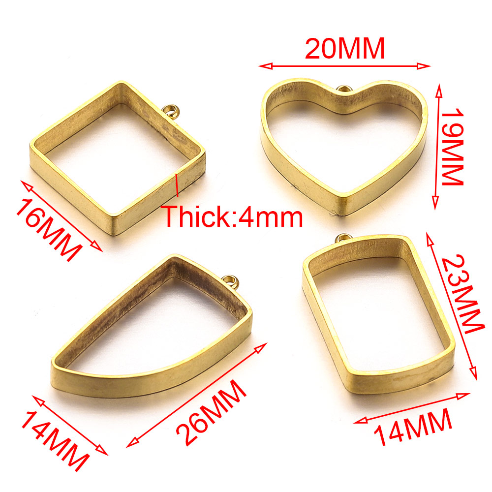 10 Uds. De marcos abiertos de acero inoxidable, colgantes de marco hueco, dijes para fundición de resina, moldes para joyería, collares, pendientes, suministros para hacer