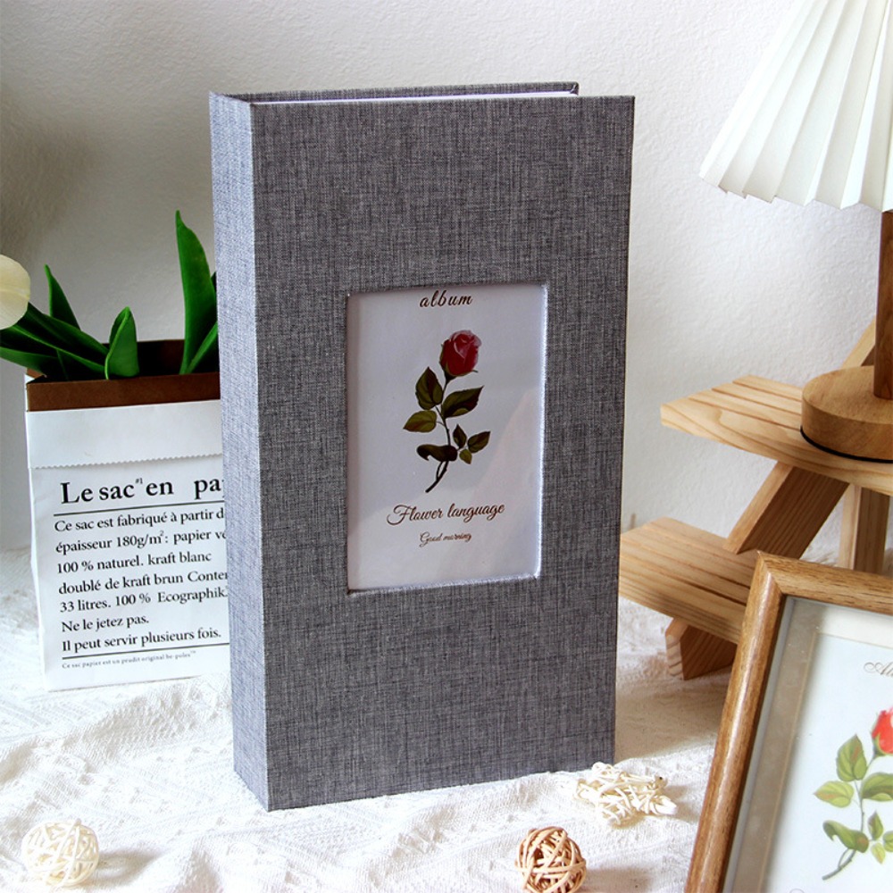 Álbum de fotos de lino con 300 bolsillos, tipo entrelazado sin cordones, almacenamiento de fotos de 6 pulgadas, álbumes de fotos para fotos de 4x6cm y 6 pulgadas, 1 Uds.: Rojo