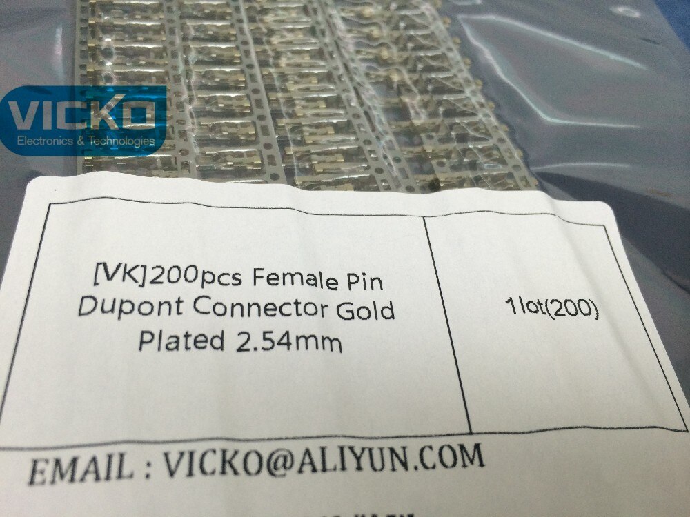 [VK] 200pcs Vrouwelijke Pin Dupont Connector Vergulde 2.54mm