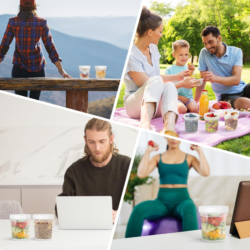 Food Storage Containers with Lid Pudding Ice Cream Yogurt Cup Dessert Preservation Sealed Packaging Box Home Kitchen Organizer