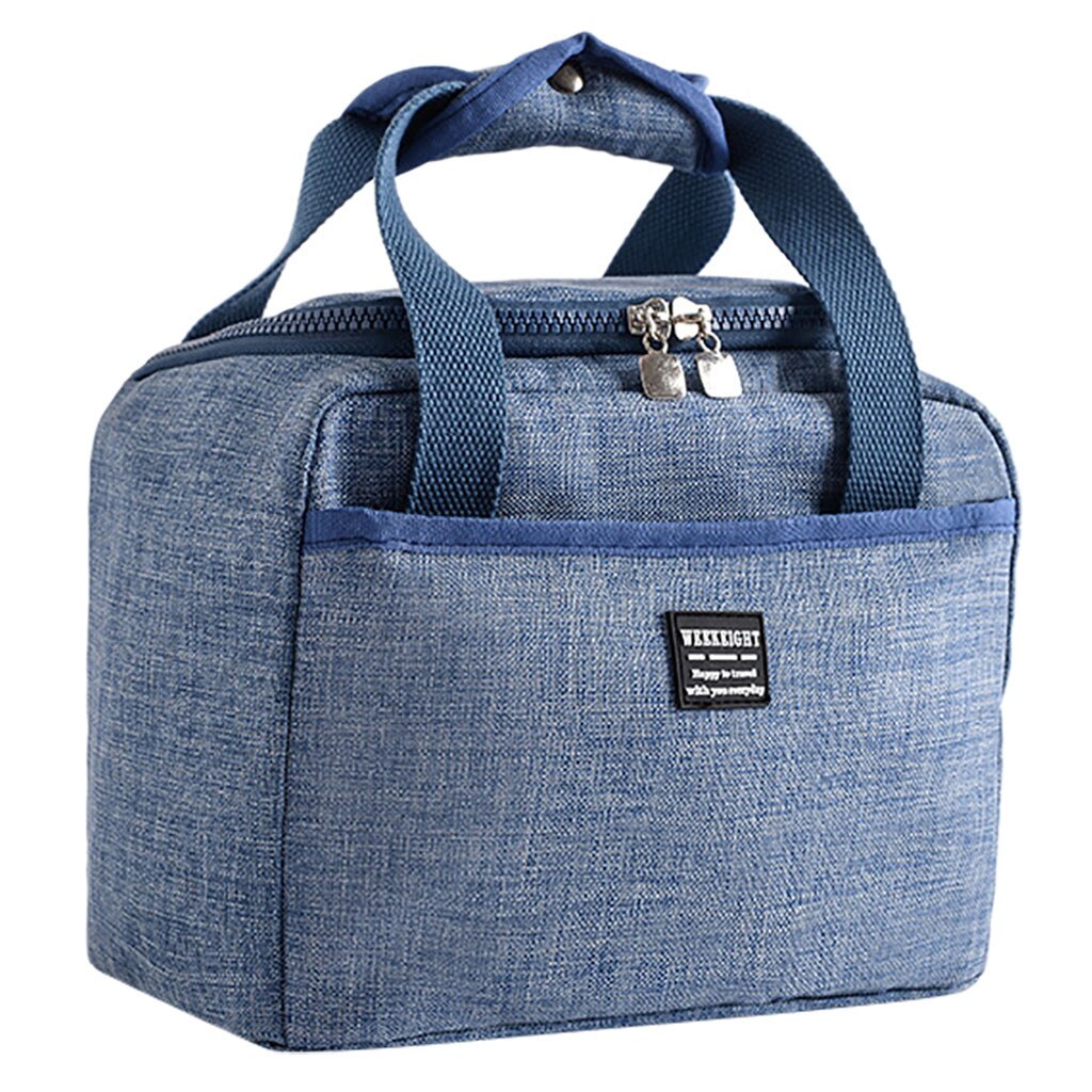 Draagbare Lunch Tas Thermische Geïsoleerde Lunch Box Tote Koeler Handtas Bento Pouch Diner Container School Voedsel Opslag Zakken: Blauw