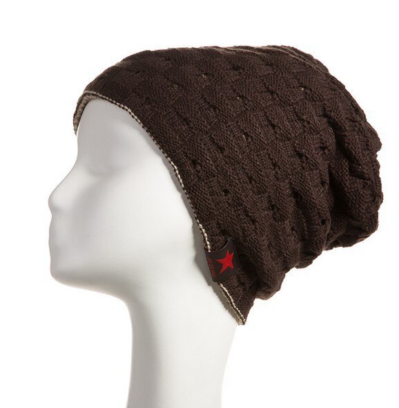 Dubbelzijdig Gebruik Vrouwen Hoed Gebreide Herfst Winter Warm Caps mannen Warme Winter Hoeden Chunky Caps Mutsen Bonnet Femme homme: dark coffee