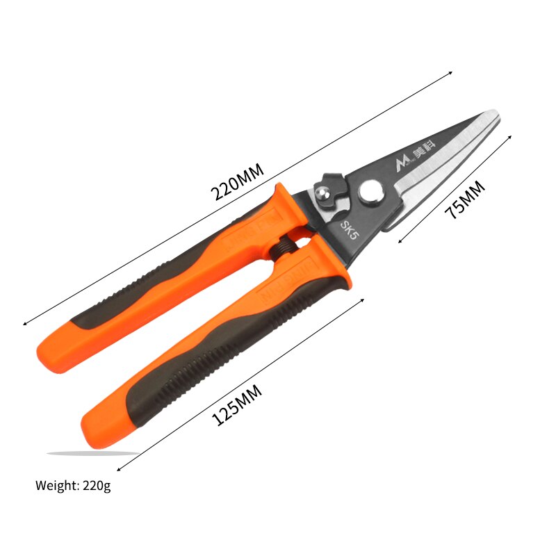 8 Inch Straight/Bent Tin Snips Shearing Scissors For Cutting Thin Metal Stainless Steel Multi-functional Hand Tool