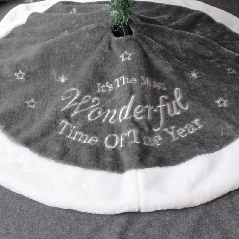 90cm Fleece Kerstboom Rok Borduren Korte Fluwelen Tapijt Mat Kerst Kerstboom Voet Cover Tapijt Voor Thuis jaar