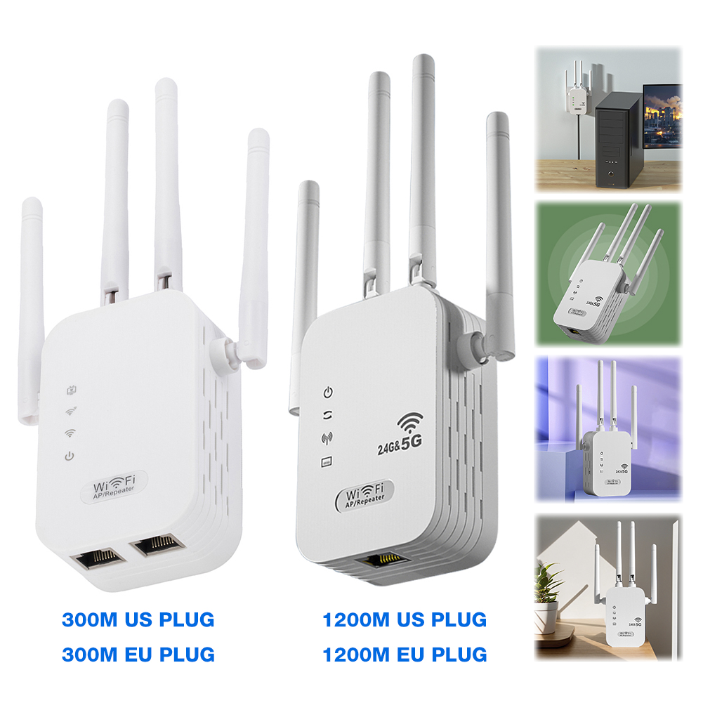 Wzmacniacz sygnału wi-fi 1200 mb/s, bezprzewodowy, z portem wan/lan, dwupasmowy, 2.4 ghz, wzmacniacz sygnału wi-fi /5 ghz, 4 anteny, wzmacniacz sygnału wi-fi
