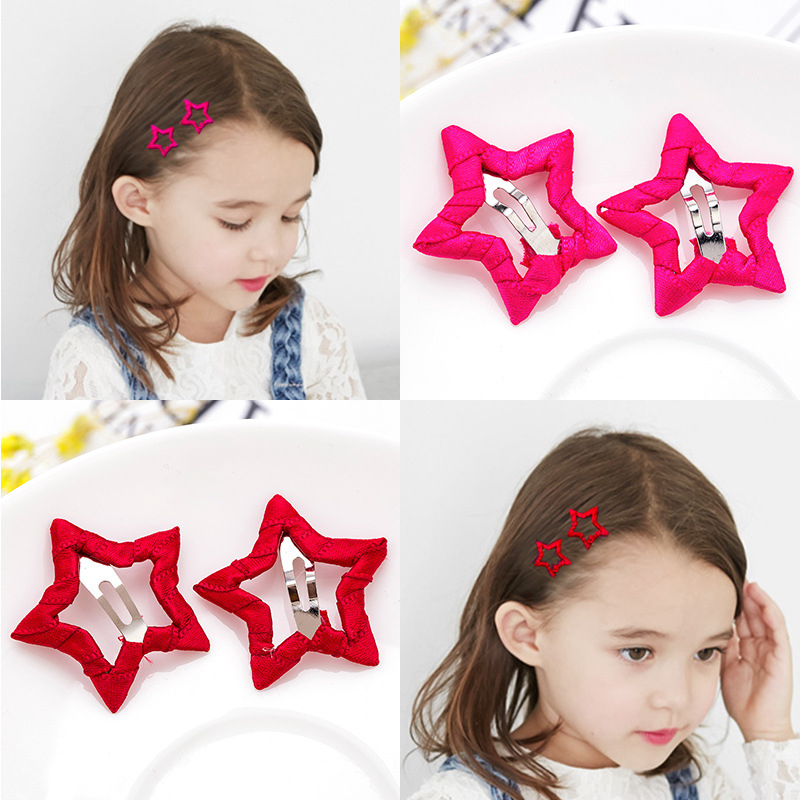 2 Pcs All-Inclusive Doek Niet Pijn Haar Leuke Pentagram Ster Clip Kinderen Haarspeld Haar Accessoires Kinderen Snoep Kleur haarspelden