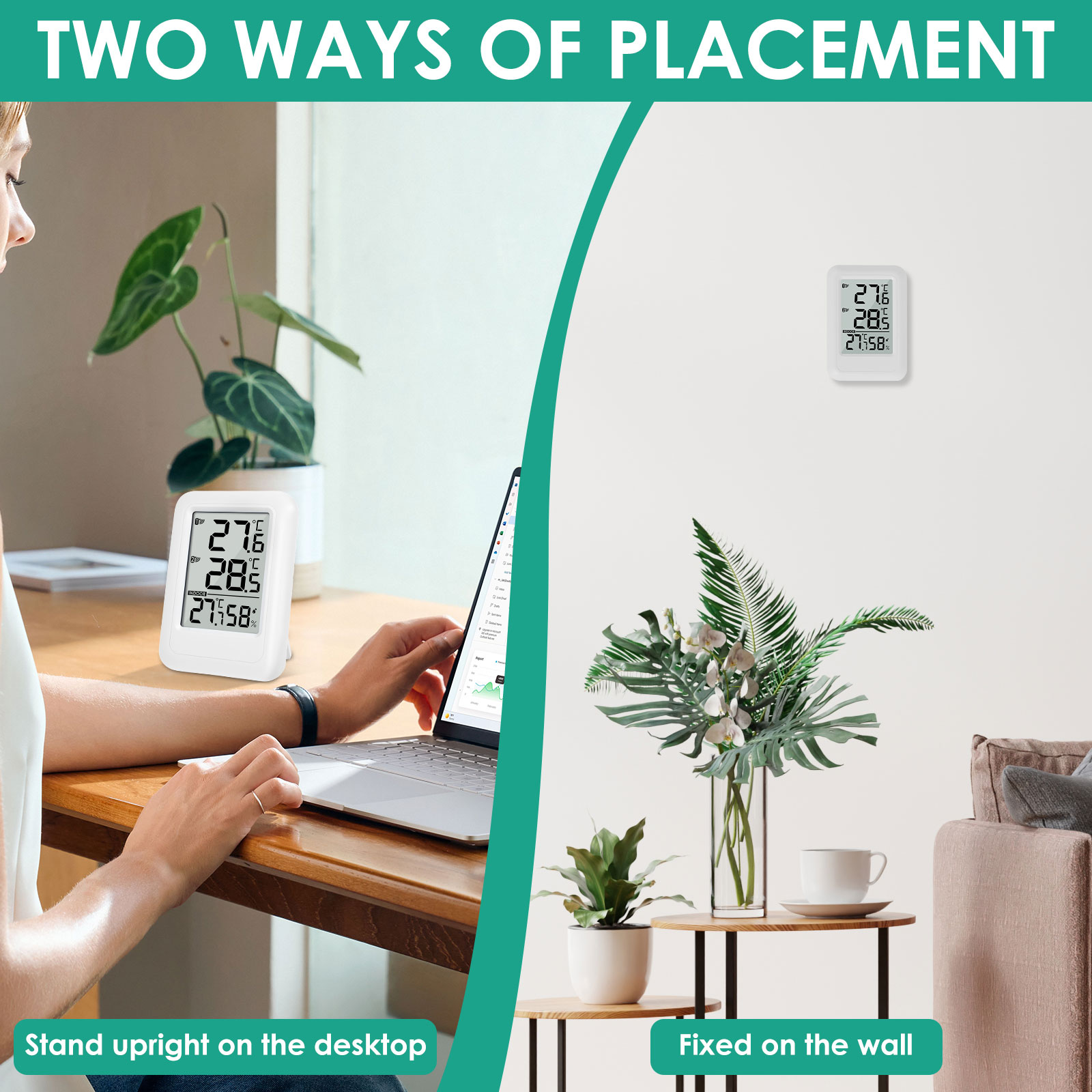 Digital Thermometer Hygrometer Indoor Mini Temperature Humidity Monitor Battery Powered Outdoor Room Thermometer for Home