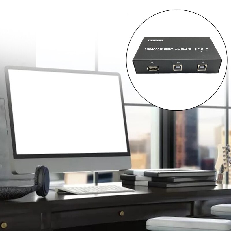 Usb Printer Sharing Switch 2 Ports Usb Manual Switcher 2 In 1 Out Multi-Computer Printer Sharing Switcher Box