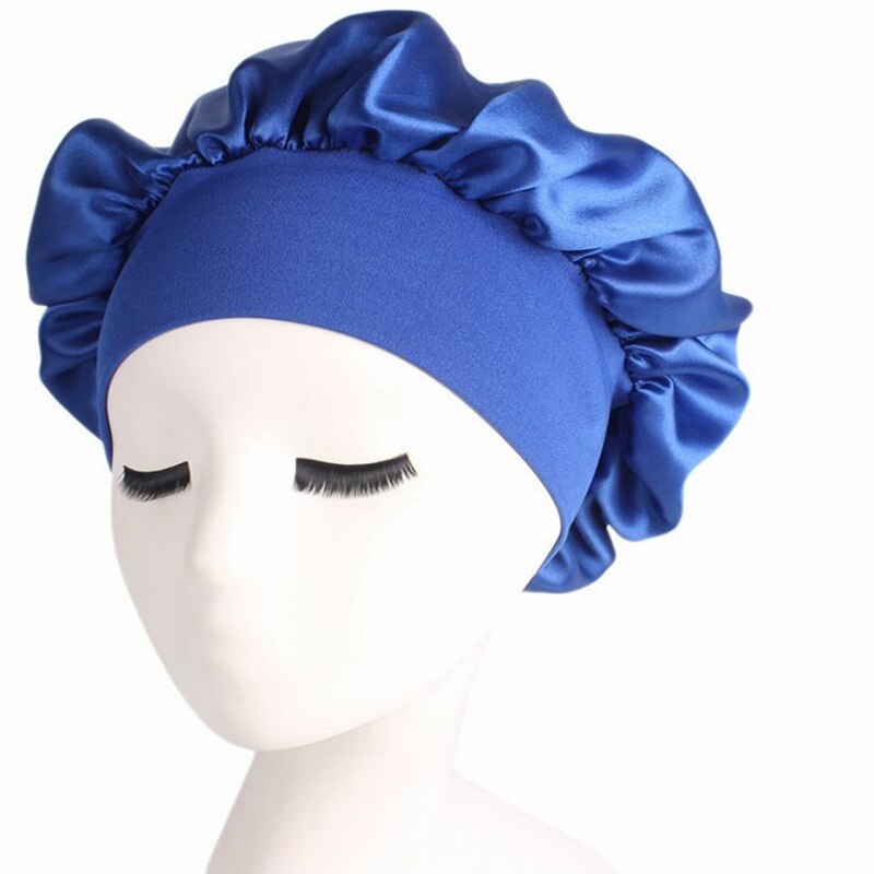 Bonnet en Satin pour femme 58cm | Bonnet de nuit, en soie, soins des cheveux longs, chapeau de tête ajustable, chapeaux de douche