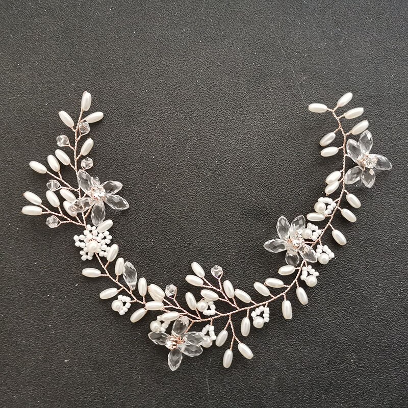 Unicra Bruid Bruiloft Haar Wijnstok Crystal Hoofdband Parel Blad
