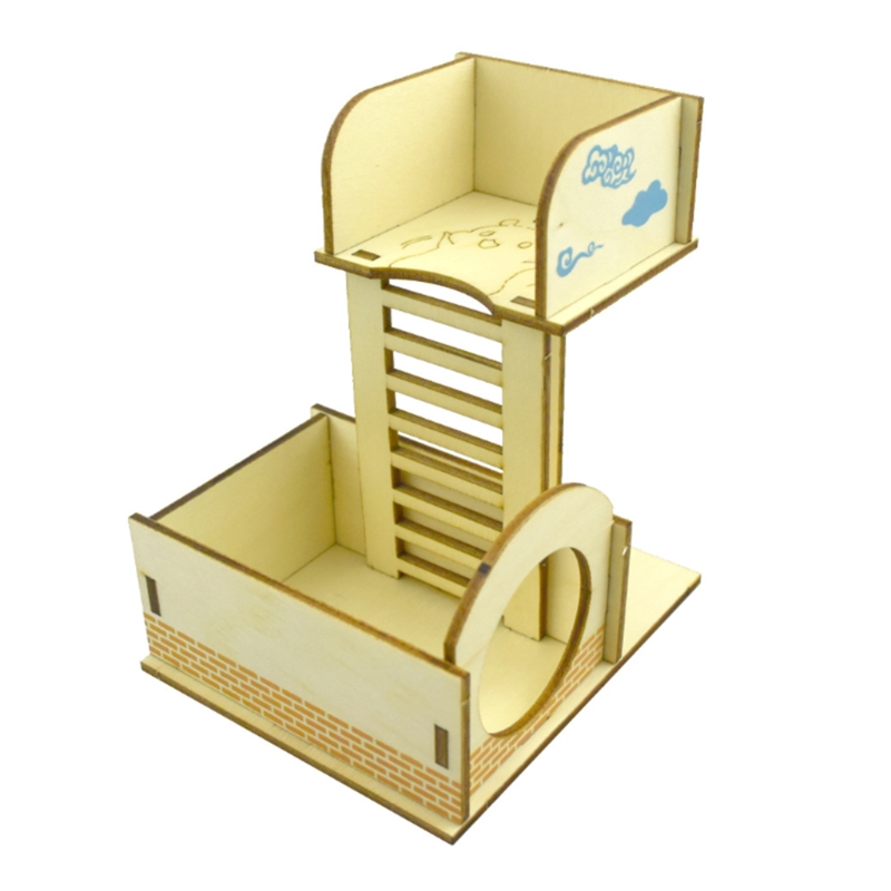 Laberinto de hámster para mascotas, balancín de túnel de tubo de madera, casa, columpio, animales pequeños, juego interactivo, juguetes de ejercicio para descanso para ratas