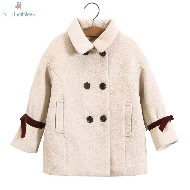 Girl Woolen Coat Autumn Children Coat For Girls pink long sleeve Kids Winter Wool Coat Girls Kids 4y-8y jacket infants