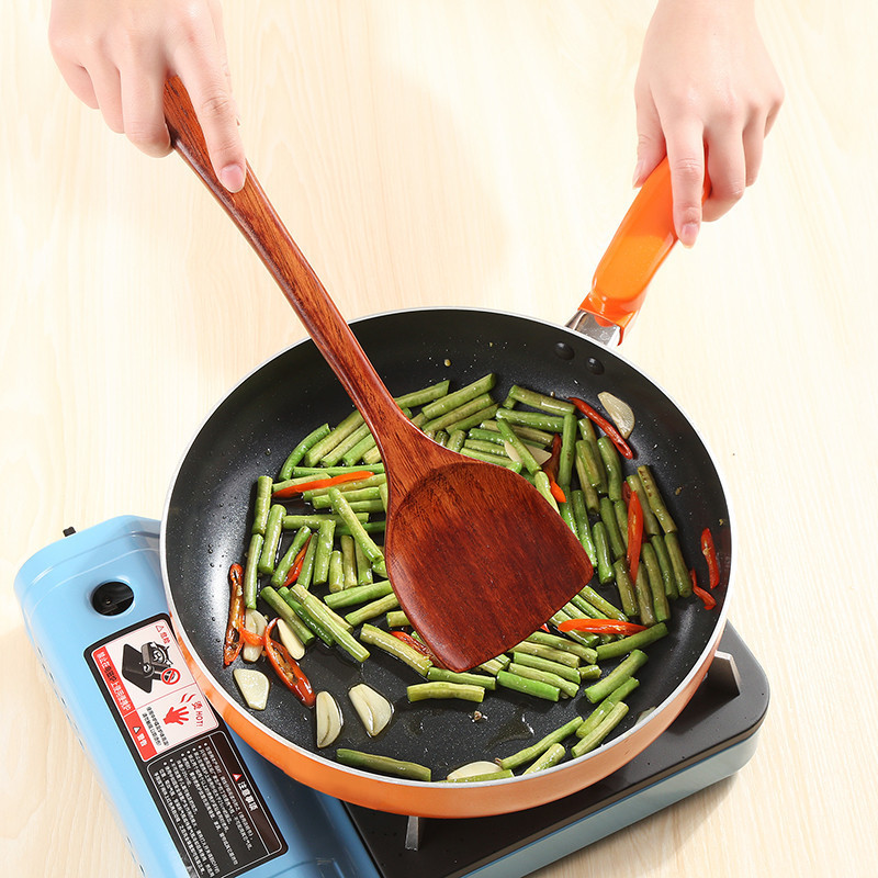 Utensilios de cocina pala de madera cuchara de madera pala de cocina pala de arroz de alta temperatura espátula de madera de mango largo