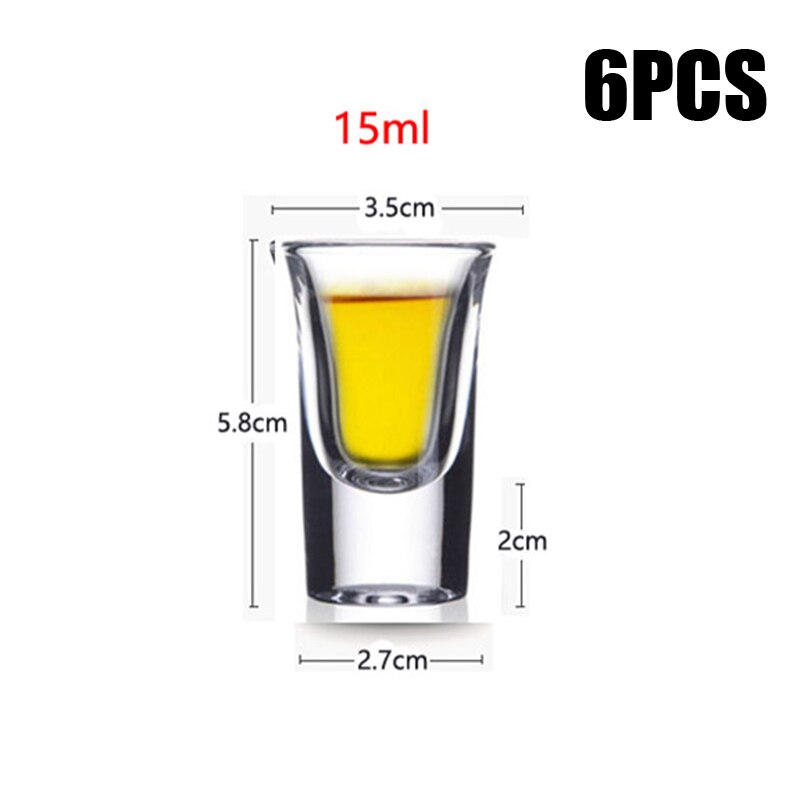 6 st genomskinligt snapsglas kopp glas hög sprit vitvin glas kopp fest dricka tjock botten kopp hushåll: 15ml