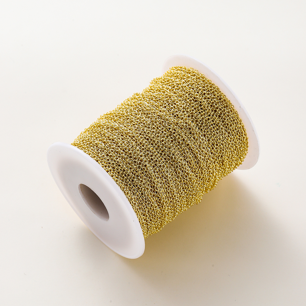 1 metro/lote 14K 18K chapado en oro latón Metal cadena de eslabones redondos DIY joyería hacer cadena para accesorios de joyería de costura