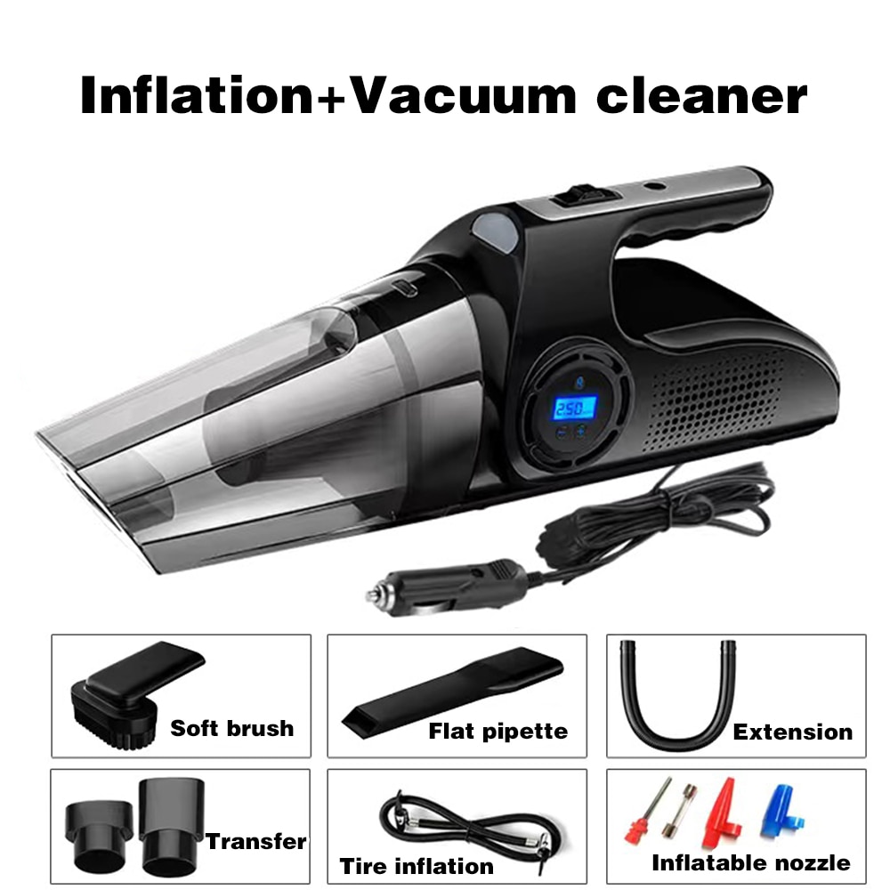 Portable 150PSI Car Tire Inflator Vacuum cleaner Digital Screen Air Compressor Pump with LED Light DC12V Pump for Car Motorcycle