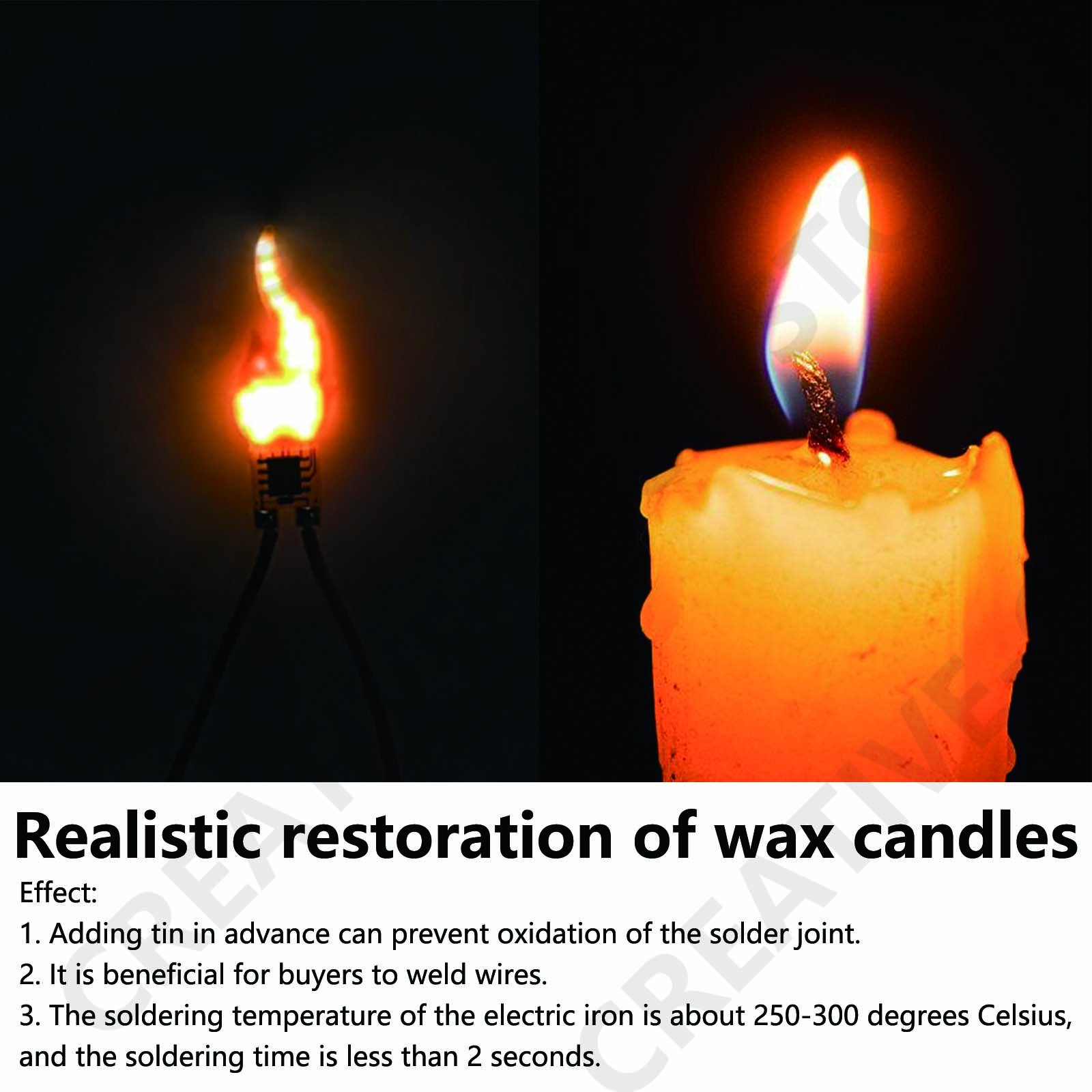 LED COB Flashlight Candles DC3V-5V LED Filament With Flickering Flame Welding With Strip Line Decoration Light Bulb Accessories