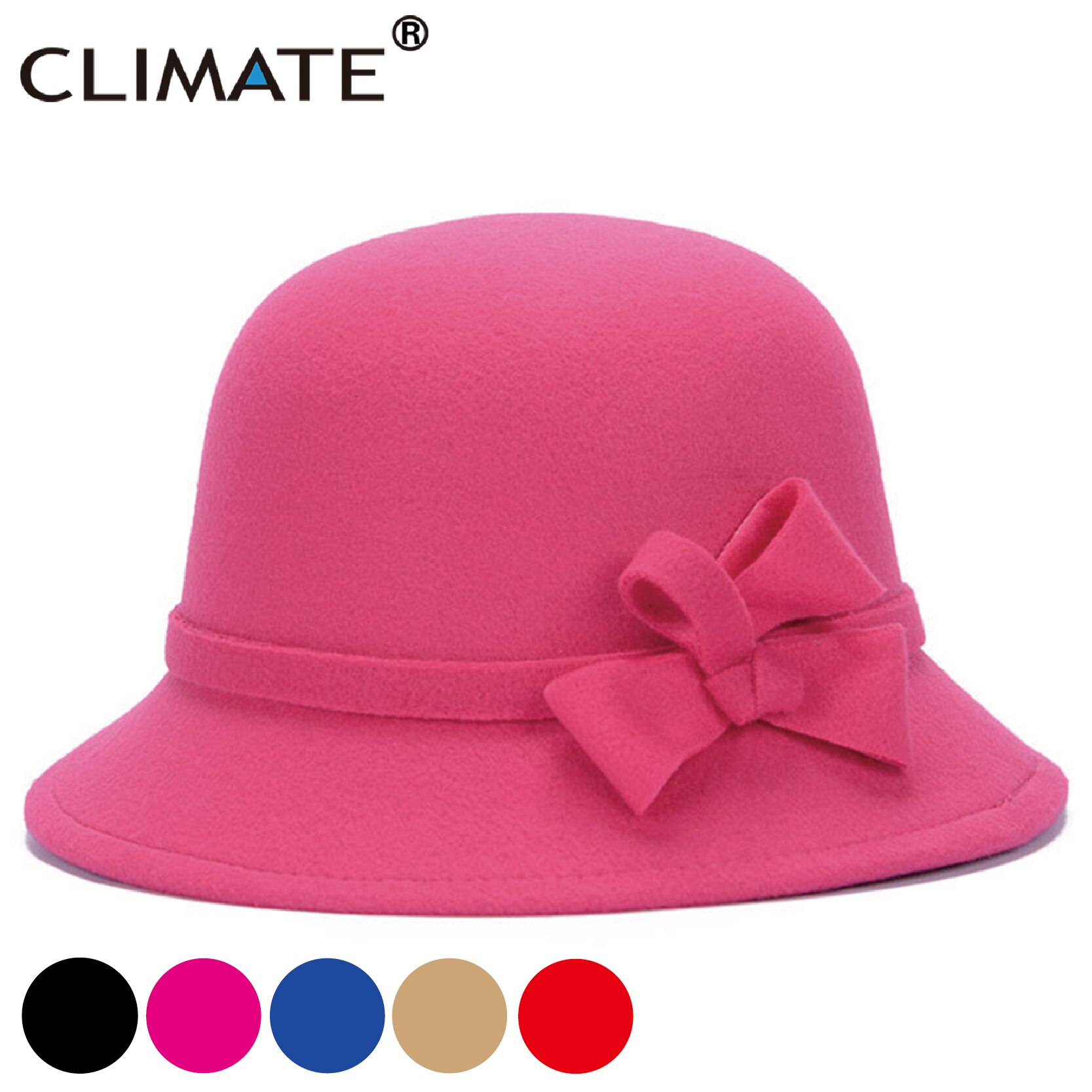 CLIMATE Women Bowknot Fedoras for Woman Fascinator Fedora Hats Ladies Girls Cap Mom Hats Nice Polyester Woolen Cap Hat